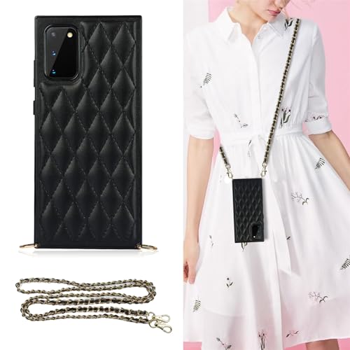 SLLMYYX Kompatibel mit Samsung Galaxy Note 20 5G Hülle, Crossbody-Kette, Handyhülle für Damen und Damen, Handy-Crossbody-Hülle, Handyhülle mit Kette, 6,7 Zoll (17 cm) (schwarz) von SLLMYYX