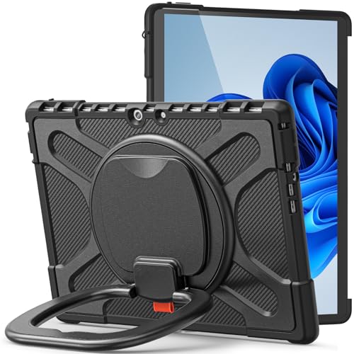 SLLMYYX Schutzhülle für Microsoft Surface Go 4/Go 3/Go 2, 360 Grad drehbar, strapazierfähig, stoßfest, mit Griff, kompatibel mit Typ-Cover-Tastatur (schwarz) von SLLMYYX
