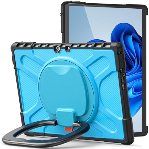 SLLMYYX Schutzhülle für Microsoft Surface Pro 8 (Version 2021), 360 Grad drehbar, strapazierfähig, stoßfest, mit Griff, kompatibel mit Typ-Cover-Tastatur, Himmelblau von SLLMYYX