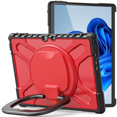 SLLMYYX Schutzhülle für Microsoft Surface Pro 8 (Version 2021), 360 Grad drehbar, strapazierfähig, stoßfest, mit Griff, kompatibel mit Typ-Cover-Tastatur, Rot von SLLMYYX