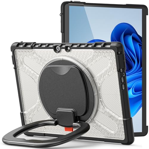 SLLMYYX Schutzhülle für Microsoft Surface Pro 8 (Version 2021), 360 Grad drehbar, strapazierfähig, stoßfest, mit Griff, kompatibel mit Typ-Cover-Tastatur (transparent) von SLLMYYX