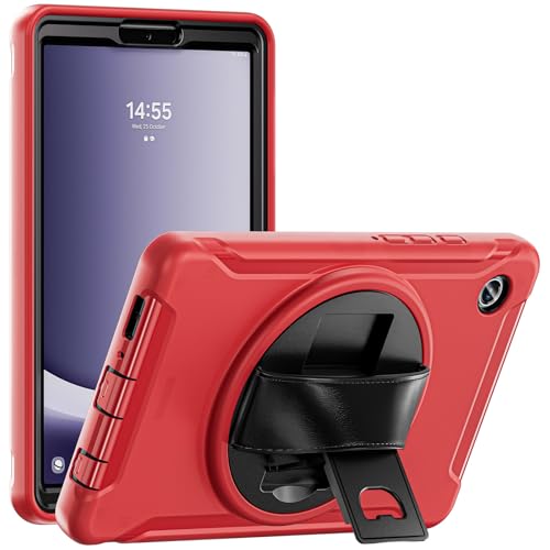 SLLMYYX Schutzhülle für Samsung Galaxy Tab A9 8,7 Zoll SM-X110/SM-X115, 360 Grad drehbarer Ständer, stoßfeste Schutzhülle mit Handschlaufe, Rot SLLMYYX Schutzhülle für Samsung Galaxy Tab A9 8,7 Zoll SM-X110/SM-X115, 360 Grad drehbarer Ständer, stoßfeste Schutzhülle mit Handschlaufe, Rot von SLLMYYX