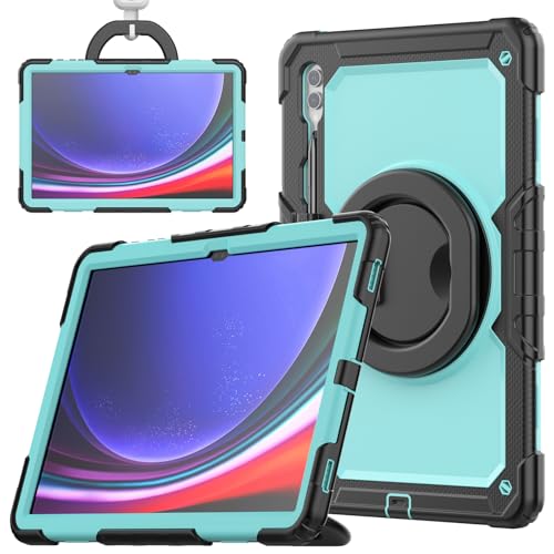 SLLMYYX Schutzhülle für Samsung Galaxy Tab S10 Ultra/S9 Ultra/S8 Ultra 14,6 Zoll (37,1 cm) – stoßfeste Schutzhülle mit drehbarem Ständer, Griff und Schultergurt (SM-X920/SM-X910/SM-X900), Himmelblaues von SLLMYYX
