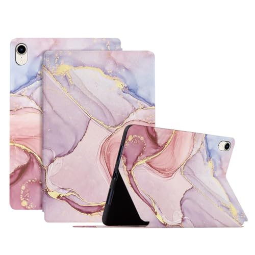 SLLMYYX Schutzhülle für iPad Mini 7 A17 Pro 2024/Mini 6 2021 8,3 Zoll 7. / 6. Generation, SPU Leder, Slim Stand Folio Schutzhülle Smart Cover mit Auto Wake/Sleep, Rosa Marmor von SLLMYYX