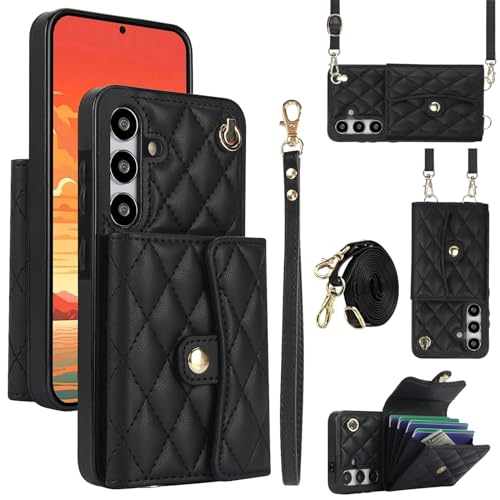 SLLMYYX Schutzhülle kompatibel mit Samsung Galaxy S25 Plus 5G, RFID-blockierend, PU-Leder, Crossbody-Schutzhülle mit Kartenfächern und Handschlaufe, Schwarz SLLMYYX Schutzhülle kompatibel mit Samsung Galaxy S25 Plus 5G, RFID-blockierend, PU-Leder, Crossbody-Schutzhülle mit Kartenfächern und Handschlaufe, Schwarz von SLLMYYX