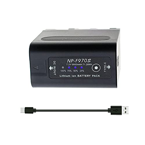 SLODA NP-F970S Ersatz Akku für Digital Video kompatibel mit Sony Kamera NP-F970 NP-F980 NP-F960 NP-F930 NP-F950 Typ-C Dual DC Port (9900mAh 1Pack) von SLODA