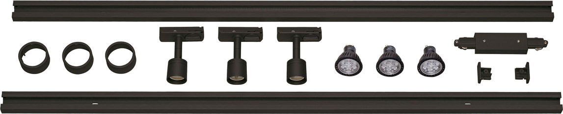 1-Phasen Hochvolt-Set, schwarz, 2x1m, inkl. 3xPURI und LED Leuchtmittel - Zubehör für 1-Phasen Stromschiene 1-Phasen Hochvolt-Set, schwarz, 2x1m, inkl. 3xPURI und LED Leuchtmittel - Zubehör für 1-Phasen Stromschiene von SLV