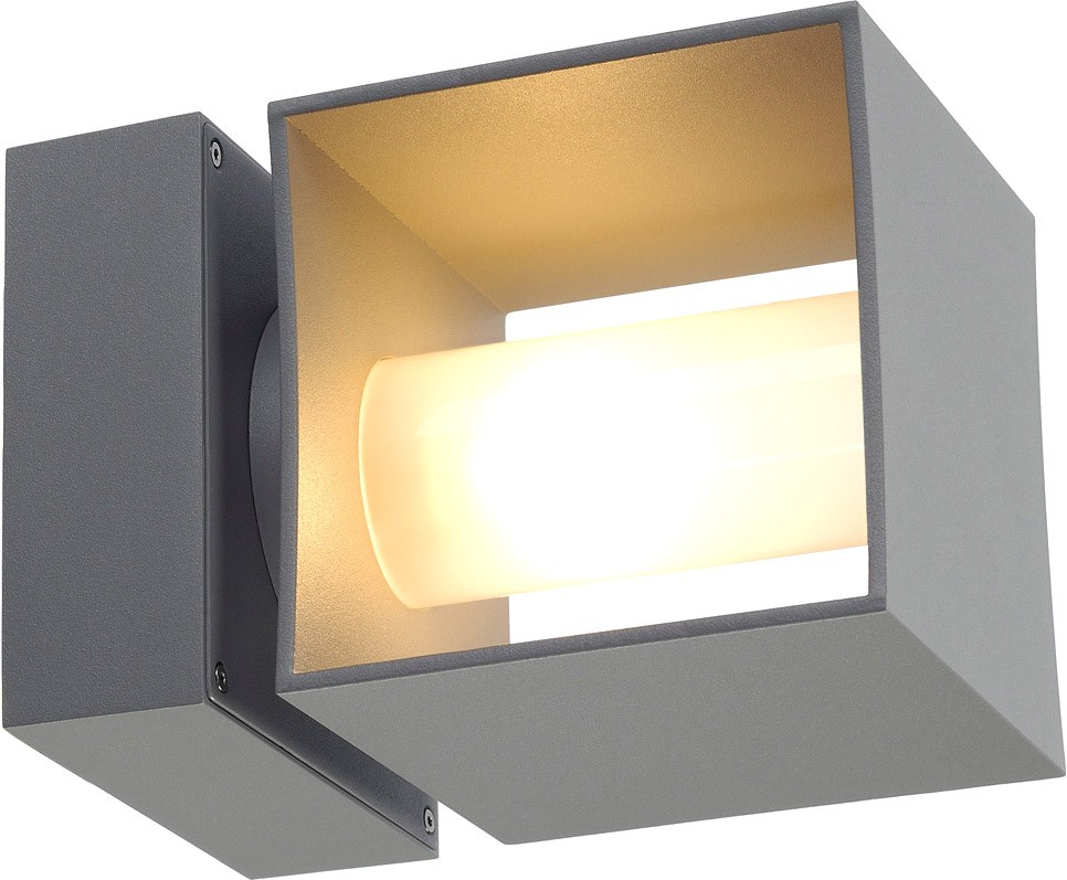 SLV SQUARE TURN, QT14, Outdoor Wandleuchte, silbergrau, max. 42W, IP44 - Stand-, Wand- und Deckenleuchten (Outdoor) von SLV