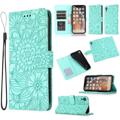 SLWYF Handyhülle für Huawei nova 7 Pro Hülle [3 Kartenfächer] [Magnet Verschluss] Leder Eleganter Prägung Schutzhülle Klapphülle Handyhülle für Huawei nova 7 Pro, Grün von SLWYF