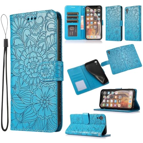 SLWYF Handyhülle für Samsung Galaxy A52/A52 5G/A52S Hülle [3 Kartenfächer] [Magnet Verschluss] Leder Eleganter Prägung Schutzhülle Klapphülle Handyhülle für Samsung Galaxy A52/A52 5G/A52S, Blau von SLWYF