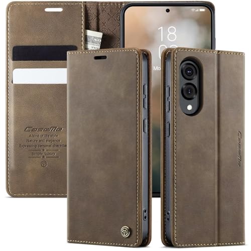 SLWYF Handyhülle für Samsung Galaxy A55 [RFID Blockierung] Premium Lederhülle Klappbar Flip Case Magnet Kartenfach Standfunktion Klapphülle Schutzhülle für Samsung Galaxy A55, Kaffee von SLWYF