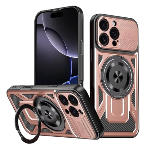 SLWYF Handyhülle für Xiaomi 15 Pro Panzerhülle Hülle, mit Kameraschutz 360° Drehbar Ring Ständer, Stoßfest Stoßdämpfung Schutzhülle für Xiaomi 15 Pro Cover Tasche (Roségold) von SLWYF