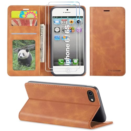 SLWYF Handyhülle für Xiaomi Redmi 10C Hülle [Mit 2 Stück Panzer Schutz Glas] Premium Lederhülle Klappbar Flip Case Tasche Magnet Kartenfach Standfunktion Schutzhülle für Xiaomi Redmi 10C, Gelb von SLWYF
