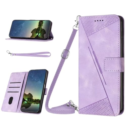 SLWYF Handyhülle für Xiaomi Redmi Note 10 4G/Note 10S, [3 Kartenfächer] Leder schutzhülle Ledertasche,Flip Lederhülle Tasche Case Magnet Kartenfach Schutzhülle, Lila von SLWYF