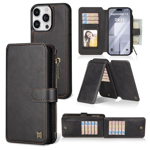 SLWYF Handyhülle für Xiaomi 12 Lite [Abnehmbar] 2-IN-1 Magnet Handyhülle [Kabellos Laden] [Kartenfach] Klapphülle Case Kompatibel mit Xiaomi 12 Lite, Schwarz von SLWYF