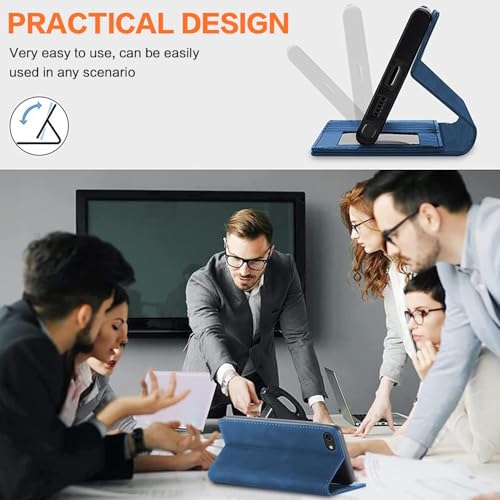 SLWYF Handyhülle für iPhone 14 Plus Hülle [Mit 2 Stück Panzer Schutz Glas] Premium Lederhülle Klappbar Flip Case Tasche Magnet Kartenfach Standfunktion Schutzhülle für iPhone 14 Plus, Blau von SLWYF
