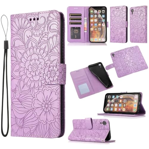 SLWYF Handyhülle für iPhone 14 Pro Max Hülle [3 Kartenfächer] [Magnet Verschluss] Leder Eleganter Prägung Schutzhülle Klapphülle Handyhülle für iPhone 14 Pro Max, Violett von SLWYF