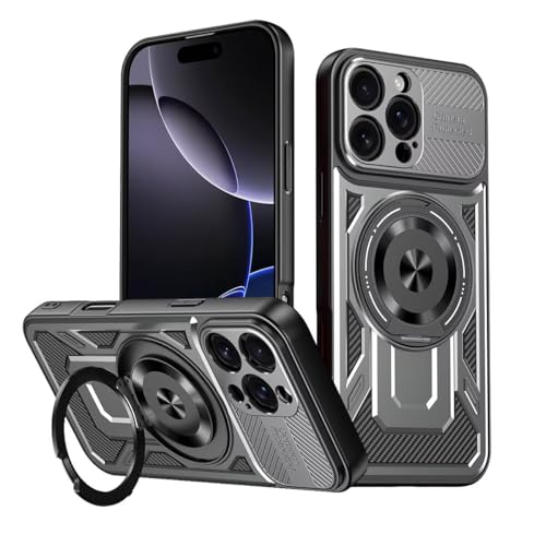 SLWYF Handyhülle für iPhone 15 Plus Panzerhülle Hülle, mit Kameraschutz 360° Drehbar Ring Ständer, Stoßfest Stoßdämpfung Schutzhülle für iPhone 15 Plus Cover Tasche (Grau) von SLWYF