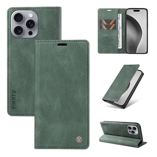 SLWYF Handyhülle für iPhone X/iPhone XS Hülle Premium Lederhülle Klappbar Flip Case Tasche Magnet Kartenfach Standfunktion Klapphülle Schutzhülle für iPhone X/iPhone XS, Grün von SLWYF