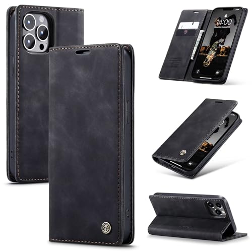 SLWYF Handyhülle für iPhone 11 Pro Hülle, PU Leder Flip Tasche Klappbar Magnet Wallet Lederhülle, Silikon Bumper Klapphülle Case mit Kartenfäch für iPhone 11 Pro, Schwarz von SLWYF