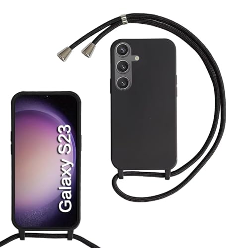 SLWYF Kompatibel mit Samsung Galaxy S23 Hülle, Handykette Hülle Silikon Seil Necklace Handyhülle mit Kordel Tasche TPU Bumper Schutzhülle für Galaxy S23 - Schwarz von SLWYF