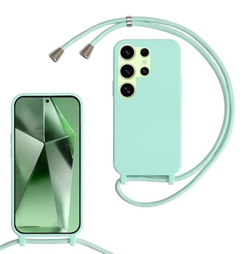 SLWYF Kompatibel mit Samsung Galaxy S25 Ultra Hülle, Handykette Hülle Silikon Seil Necklace Handyhülle mit Kordel Tasche TPU Bumper Schutzhülle für Samsung Galaxy S25 Ultra - Minzgrün von SLWYF