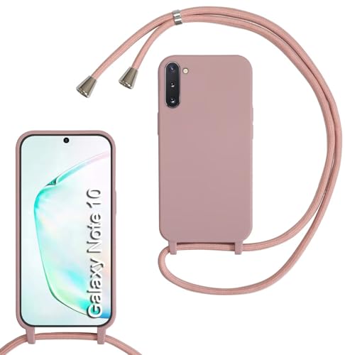 SLWYF Kompatibel mit Samsung Note10/Note10 5G Hülle, Handykette Hülle Silikon Seil Necklace Handyhülle mit Kordel Tasche TPU Bumper Schutzhülle für Galaxy Note10 5G - Sandpulver von SLWYF