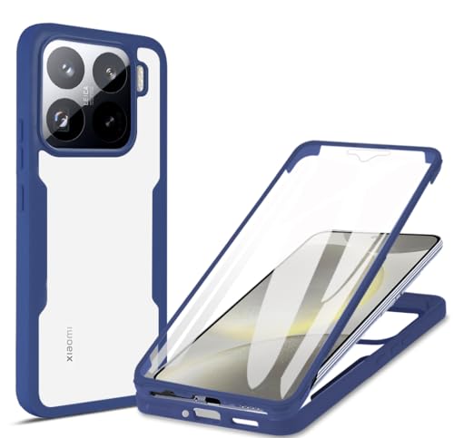 SLWYF Kompatibel mit Xiaomi 15 Ultra Hülle Eingebauter displayschutz 360 Grad Rundumschutz Handyhülle, Militärischer Stoßfest TPU Bumper Schutzhülle Robuste Durchsichtige Kratzfest Case, Blau von SLWYF