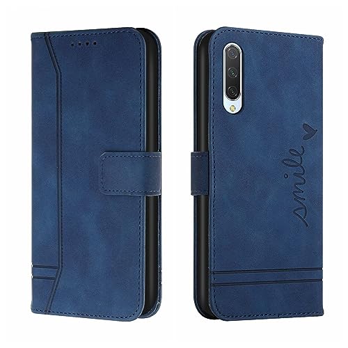 SLWYF Kompatibel mit Xiaomi Mi 9 SE Leder Hülle Klappbar Schutzhülle Tasche Wallet Brieftasche Cover Flip Case für Xiaomi Mi 9 SE Klapphülle (Blau) von SLWYF