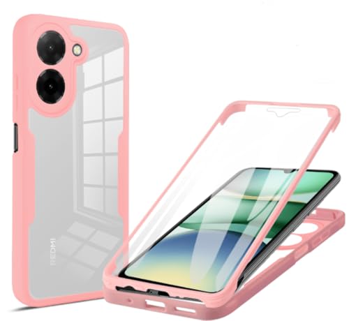 SLWYF Kompatibel mit Xiaomi Redmi A5 Hülle Eingebauter displayschutz 360 Grad Rundumschutz Handyhülle, Militärischer Stoßfest TPU Bumper Schutzhülle Robuste Durchsichtige Kratzfest Case, Rosa von SLWYF