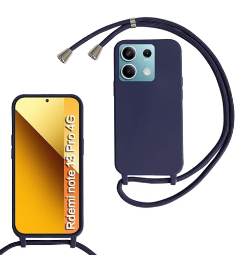 SLWYF Kompatibel mit Xiaomi Redmi Note 13 Pro 4G/Poco M6 Pro 4G Hülle, Handykette Hülle Silikon Seil Necklace Handyhülle mit Kordel Tasche TPU Bumper Schutzhülle für Xiaomi Poco M6 Pro 4G - Dunkelblau von SLWYF