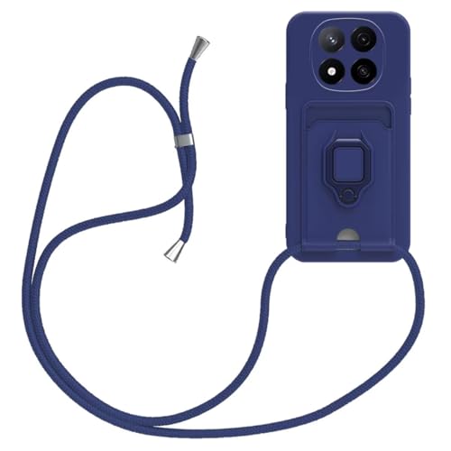 SLWYF Kompatibel mit Xiaomi Redmi Note 14 Pro 4G Hülle, Handykette Hülle Silikon Seil Necklace Handyhülle TPU Bumper Schutzhülle für Xiaomi Redmi Note 14 Pro 4G - Blau von SLWYF