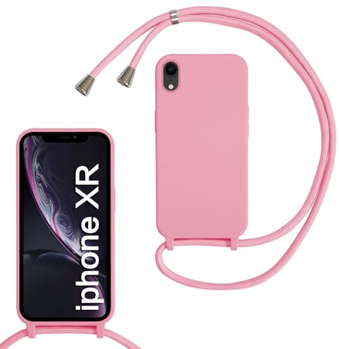 SLWYF Kompatibel mit iPhone XR Hülle, Handykette Hülle Silikon Seil Necklace Handyhülle mit Kordel Tasche TPU Bumper Schutzhülle für iPhone XR - Rosa von SLWYF