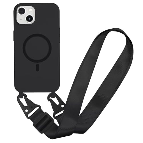 SLWYF Magnetische Handykette für iPhone 13 Mini Hülle, Handyhülle Kompatibel mit MagSafe, mit Band Silikon Seil Necklace Handyhülle PU Stoßfest mit Abnehmbar Kordel zum Umhängen Case, Schwarz SLWYF Magnetische Handykette für iPhone 13 Mini Hülle, Handyhülle Kompatibel mit MagSafe, mit Band Silikon Seil Necklace Handyhülle PU Stoßfest mit Abnehmbar Kordel zum Umhängen Case, Schwarz von SLWYF