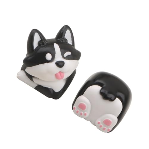 SLXLYH Handgefertigte ABS-Tastenkappen, Corgis Butt Keycap für mechanische 3D-Tastaturen, ESCs, individuelle Tastenkappen (1 Paar schwarze Corg) von SLXLYH