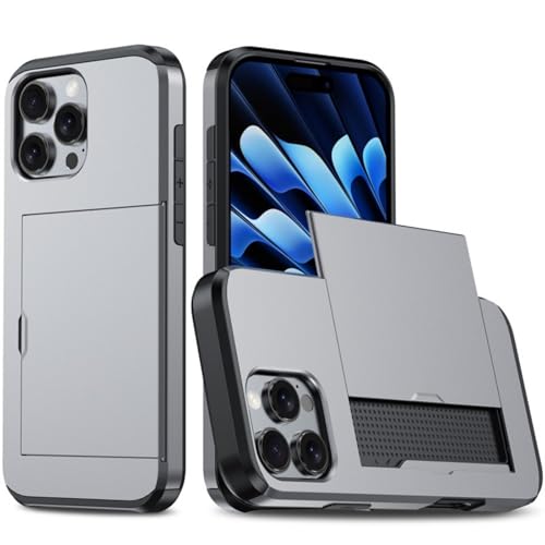 SLXLYH Strapazierfähige Schutzhülle für Handy, doppellagig, mit verdecktem Kartenfach, stoßfestes Design, Grau SLXLYH Strapazierfähige Schutzhülle für Handy, doppellagig, mit verdecktem Kartenfach, stoßfestes Design, Grau von SLXLYH