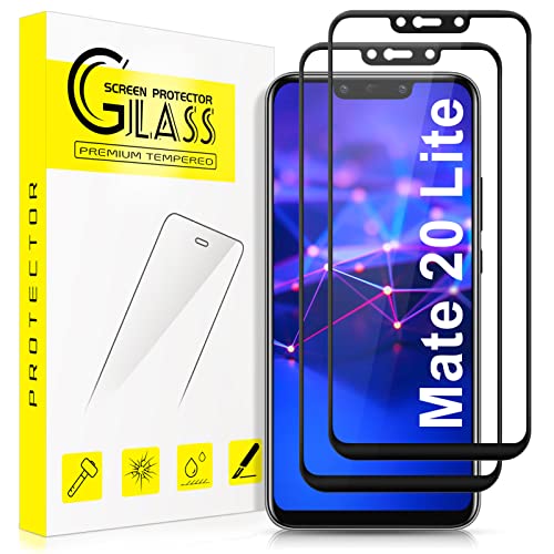 Ecenone Schutzfolie für Huawei Mate 20 Lite, [2 Stück] 9H Härte, Anti Kratzen, Unterstützung für Fingerabdrucksensor, Blasenfrei, 3D gebogenes gehärtetes Displayschutz fur Huawei Mate 20 Lite von SLYTF