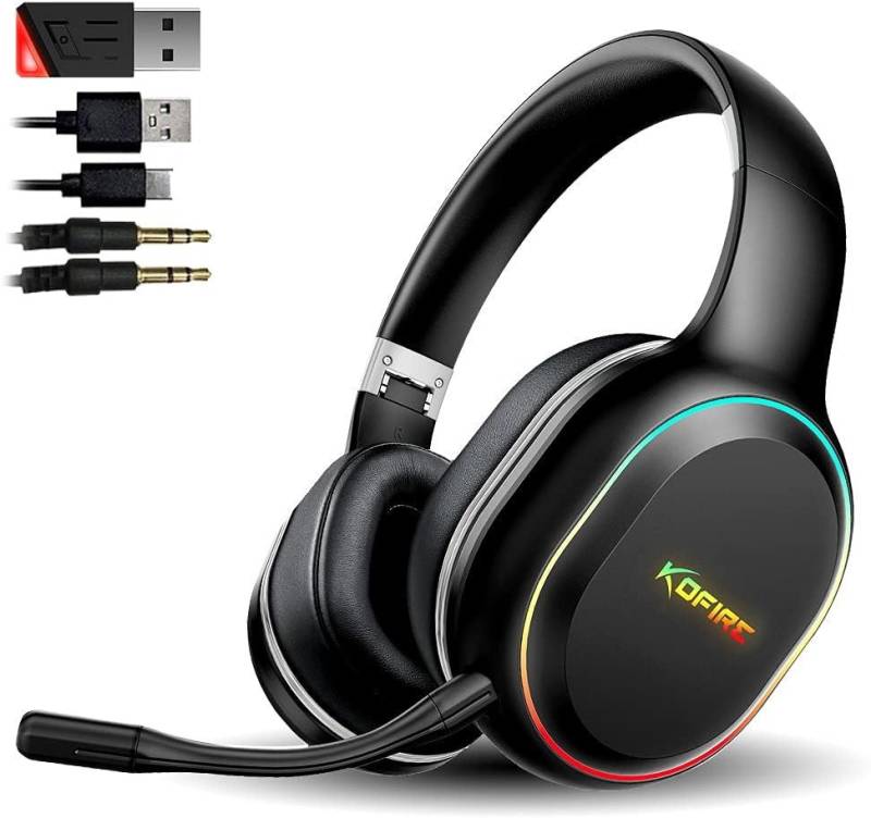 SLuB Dynamische RGB-Beleuchtung Farbverläufe schaffen eine stimmungsvolle Gaming-Headset (Universell einsetzbar – Bis zu 54 Std. Akku, duale Anschlussoptionen (kabelgebunden + Bluetooth) und Multiplattform-Kompatibilität., Bluetooth, Während 3D-Surround-Sound & tiefe Bässe dich mitten ins Spielgeschehen) von SLuB