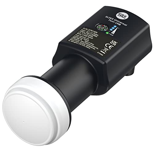 SLx Dual LNB mit eingebautem Signalfinder, 4K Satellit HD 2 Ausgänge KU Band Universal für Sky HD/Freesat HD SLx Dual LNB mit eingebautem Signalfinder, 4K Satellit HD 2 Ausgänge KU Band Universal für Sky HD/Freesat HD von SLx