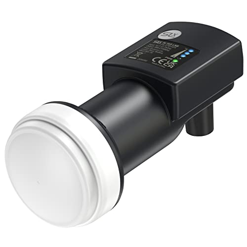 SLx Single LNB mit Eingebautem Signalfinder, Satelliten LNB Digital HD 4K mit Wetterschutz, KU-Band Universal von SLx