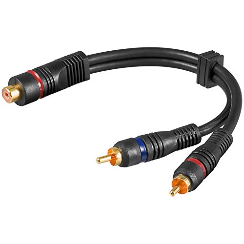 SM-PC®, 0,2m Audio-Video-Kabel Adapter Cinch 1 x Cinchkupplung auf 2 x Cinchstecker #095 von SM-PC