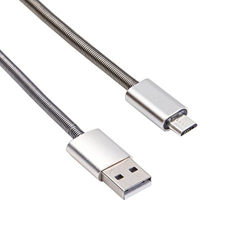SM-PC® 1m 100cm Micro USB 2.0 Hi-Speed Kabel, USB-A Stecker an Micro-B Stecker Metall, silber #084 von SM-PC