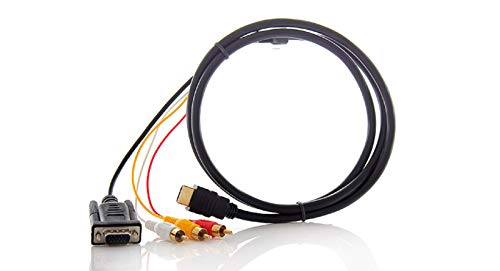 SM-PC®1,5m HDMI - VGA + 3xCinch Kabel, vergoldete Kontakte D-Sub HD15#634 von SM-PC