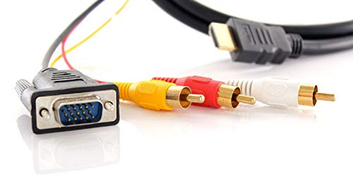 SM-PC®5m HDMI-VGA + 3xCinch Kabel, vergoldete Kontakte Monitor Umwandler#689 von SM-PC