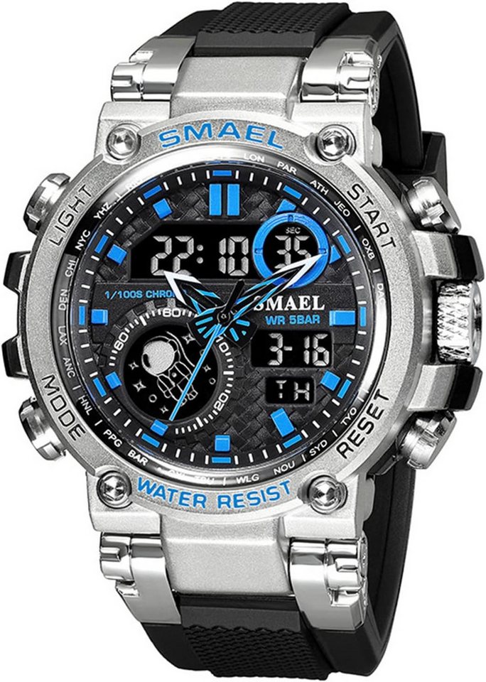 SMAEL Ausgestattet mit Stoppuhr, Alarm, Kalender sowie LED-Hintergrundlicht Watch, Wasserresistent mit Bis 50 m wasserdicht – geeignet für Hände waschen SMAEL Ausgestattet mit Stoppuhr, Alarm, Kalender sowie LED-Hintergrundlicht Watch, Wasserresistent mit Bis 50 m wasserdicht – geeignet für Hände waschen von SMAEL
