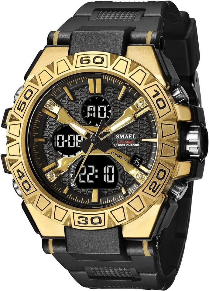SMAEL Diese sportliche Herrenarmbanduhr kombiniert digitale-analoge Anzeige Watch, Mit Stoppuhr, Countdown, Wecker, LED-Hintergrundbeleuchtung von SMAEL