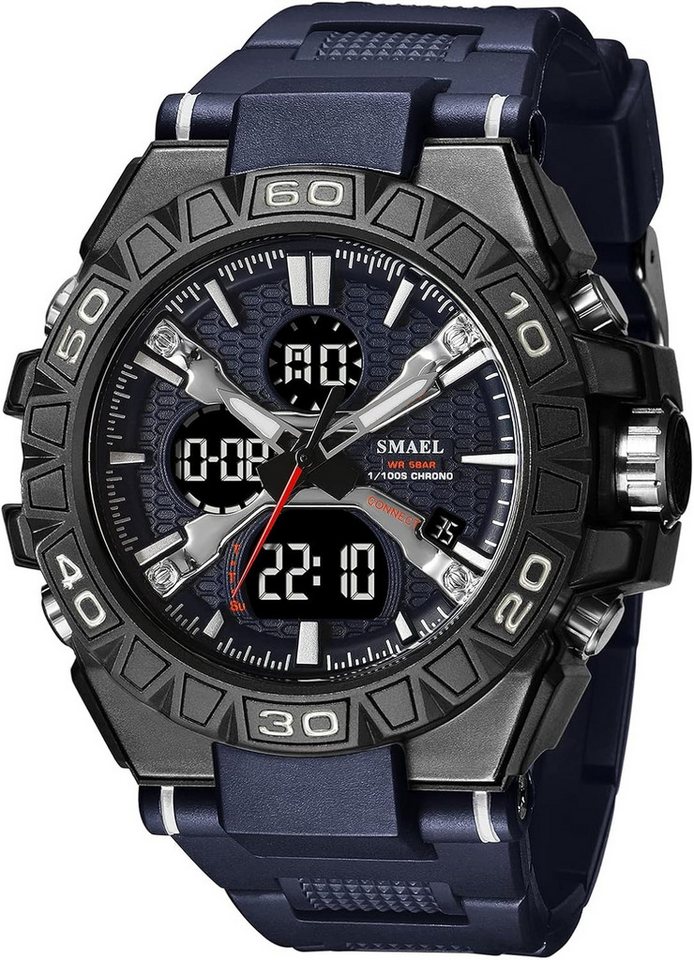 SMAEL Diese sportliche Herrenarmbanduhr kombiniert digitale-analoge Anzeige Watch, Mit Stoppuhr, Countdown, Wecker, LED-Hintergrundbeleuchtung SMAEL Diese sportliche Herrenarmbanduhr kombiniert digitale-analoge Anzeige Watch, Mit Stoppuhr, Countdown, Wecker, LED-Hintergrundbeleuchtung von SMAEL