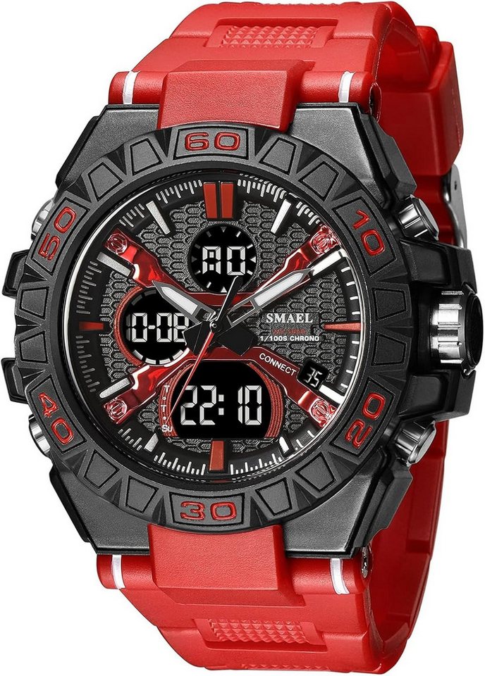 SMAEL Diese sportliche Herrenarmbanduhr kombiniert digitale-analoge Anzeige Watch, Mit Stoppuhr, Countdown, Wecker, LED-Hintergrundbeleuchtung von SMAEL