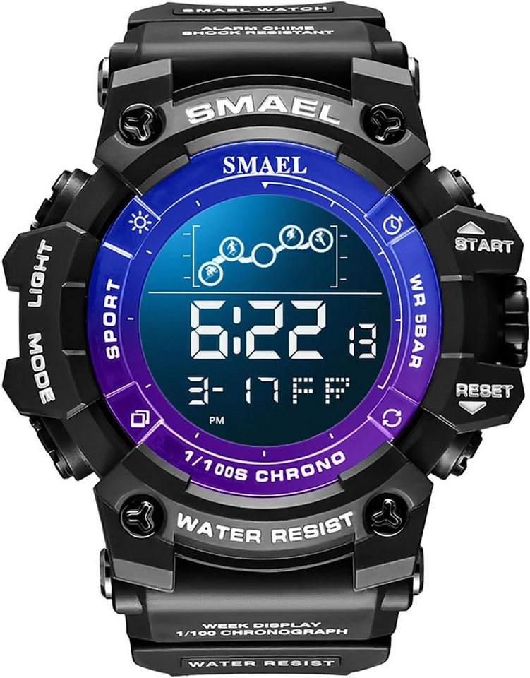 SMAEL Digitalanzeige, LED-Licht, Datum, Alarm, Stoßfestigkeit und Stoppuhr Watch, Großes Zifferblatt LED-Hintergrundbeleuchtung sorgt für klare Anzeige SMAEL Digitalanzeige, LED-Licht, Datum, Alarm, Stoßfestigkeit und Stoppuhr Watch, Großes Zifferblatt LED-Hintergrundbeleuchtung sorgt für klare Anzeige von SMAEL