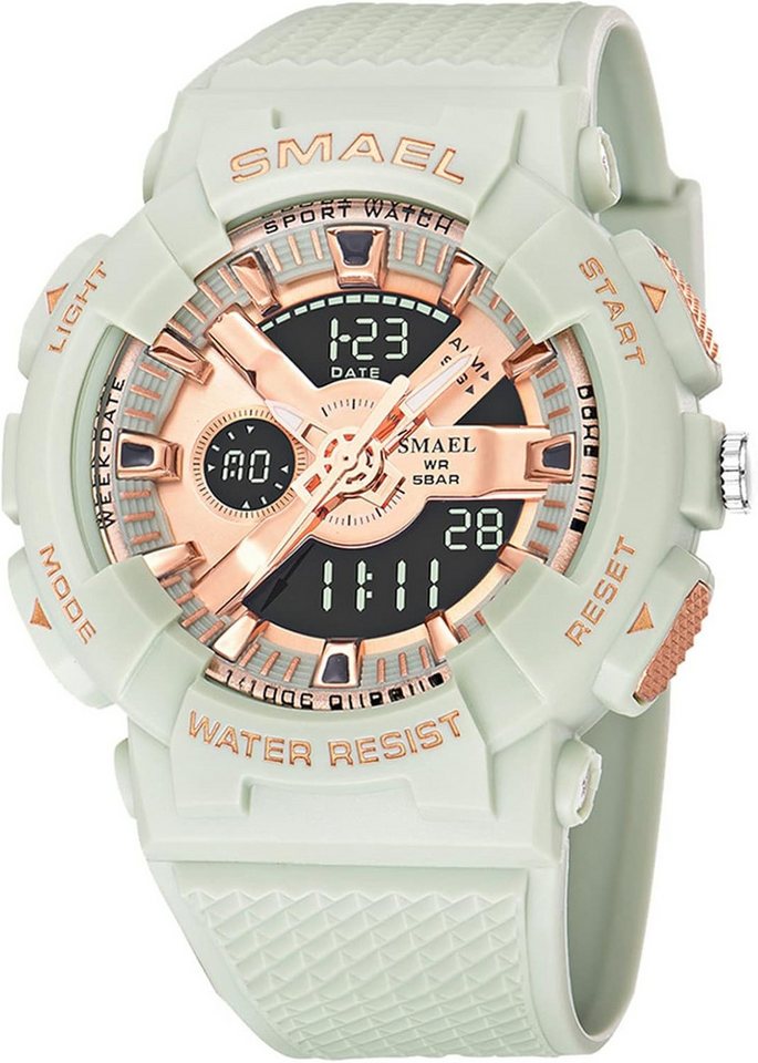 SMAEL Funktional Mit Datum, Woche, Stoppuhr, Wecker, LED-Licht,12/24-Format Watch, Wasserdicht bis 50M Uhr ist für Schwimmen, Händewaschen und den Alltag SMAEL Funktional Mit Datum, Woche, Stoppuhr, Wecker, LED-Licht,12/24-Format Watch, Wasserdicht bis 50M Uhr ist für Schwimmen, Händewaschen und den Alltag von SMAEL